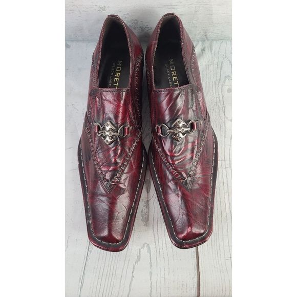 Moretti Black Label 10 Medium Burgundy Leather Buckle Slip On Square Toe Loafer main image 2